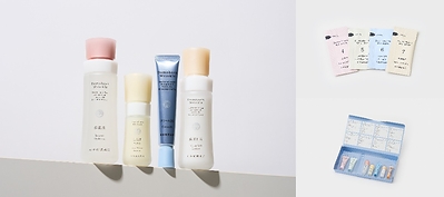 左:在日本國內的回購率高達93%,令人驚艷的主力商品「Domohorn Wrinkle」 右上:在展示攤位填寫問卷即可獲得的「Essential 4」(1次份) 右下:可在展示攤位購買的Total 7 for 3 days套裝 *其中Softening Foam Mask因含有用以形成泡沫的液化氣體,根據航空運輸法規,無法寄送至海外而不含在中。 左:在日本國內的回購率高達93%,令人驚艷的主力商品「Domohorn Wrinkle」 右上:在展示攤位填寫問卷即可獲得的「Essential 4」(1次份) 右下:可在展示攤位購買的Total 7 for 3 days套裝 *其中Softening Foam Mask因含有用以形成泡沫的液化氣體,根據航空運輸法規,無法寄送至海外而不含在中。